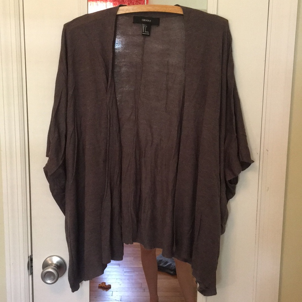 Forever 21 cardigan cape with sleeves charcoal